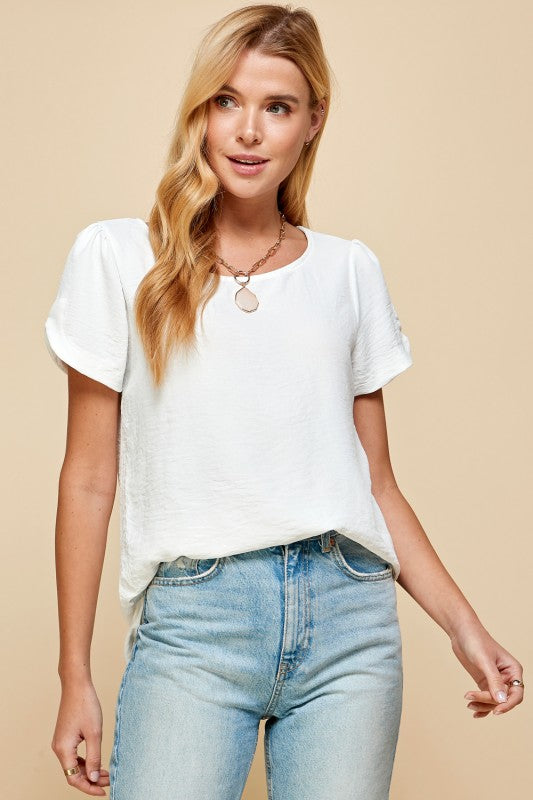 Solid Top With Detailed Sleeves
