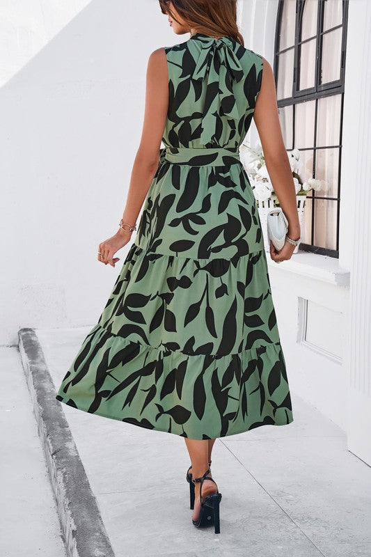 Halter Tie Back Midi Dress