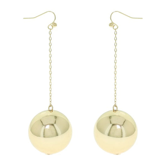GOLD-TONE BALL LONG CHAIN DROP EARRINGS
