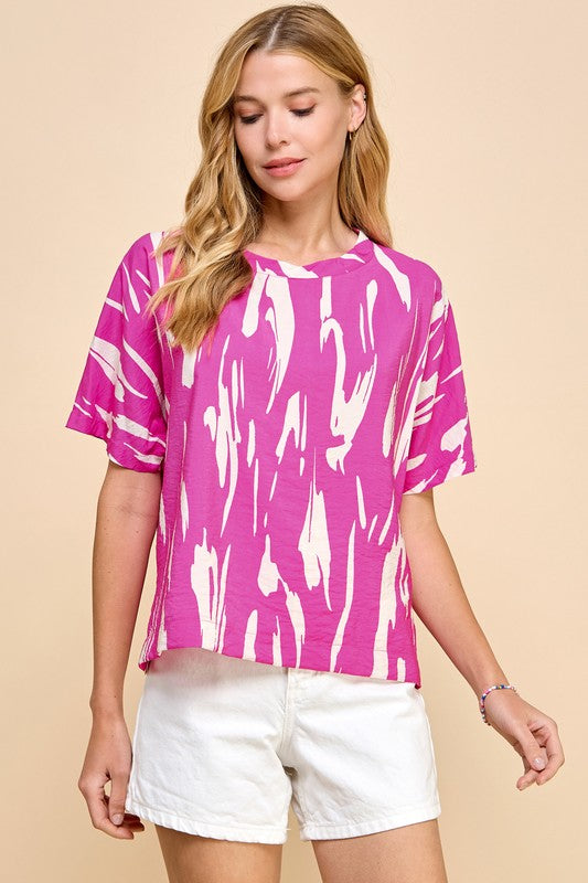Basic T Shirt with Geometric Print
