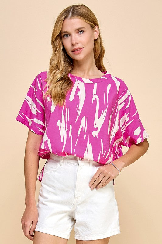 Basic T Shirt with Geometric Print