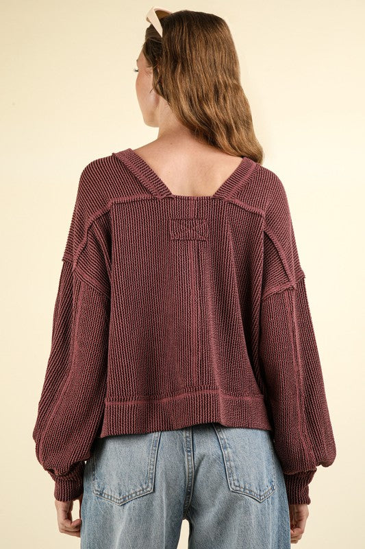 Two Tone Otto Ribbed Oversized Soft Comfy knit Top