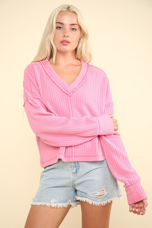 Casual Comfy Soft V-Neck Knit Top