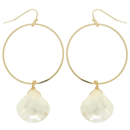 MOTHER OF PEARL HOOP FISHHOOK EARRINGS
