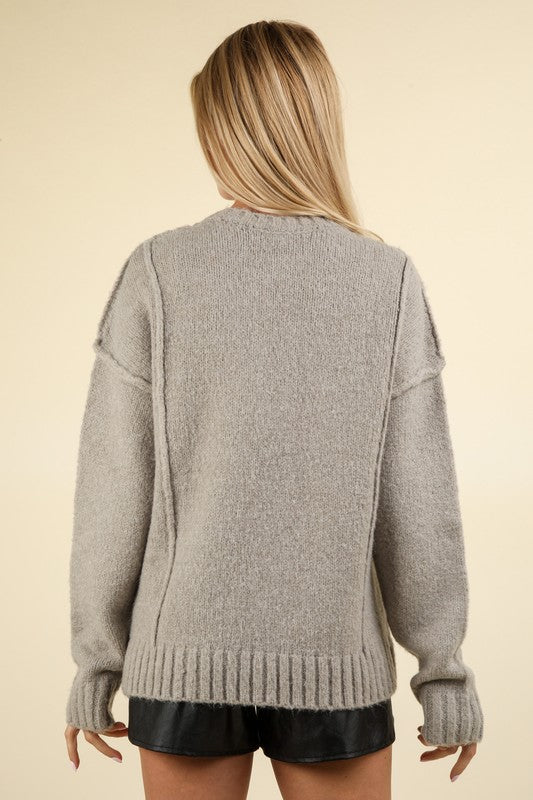 Fuzzy Feeling Oversized Knit Pullover Sweater Top