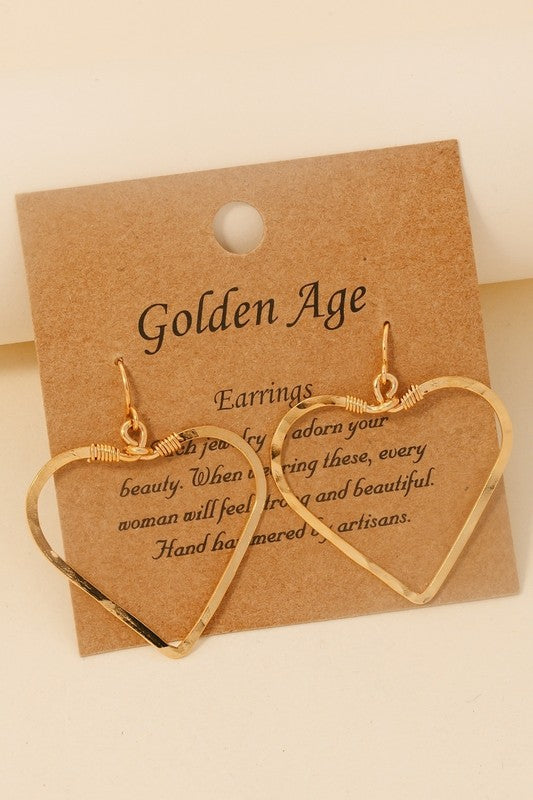 Dainty Metallic Heart Dangle Earrings