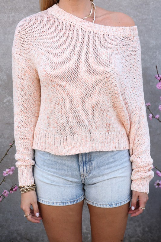 Speckle Off-shoulder Knit Sweater