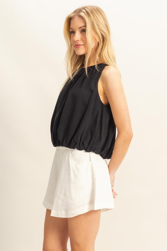 Linen Bubble Hem Top