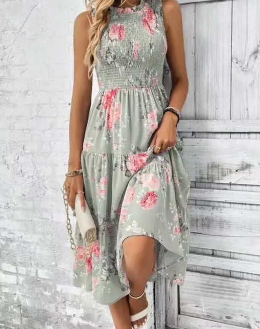 Floral Tiered Midi Dress