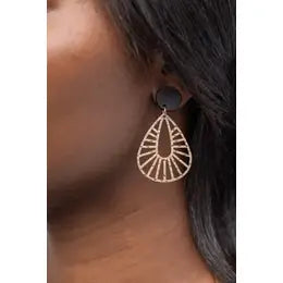 Sunburst Teardrop Earring - Gold / Black