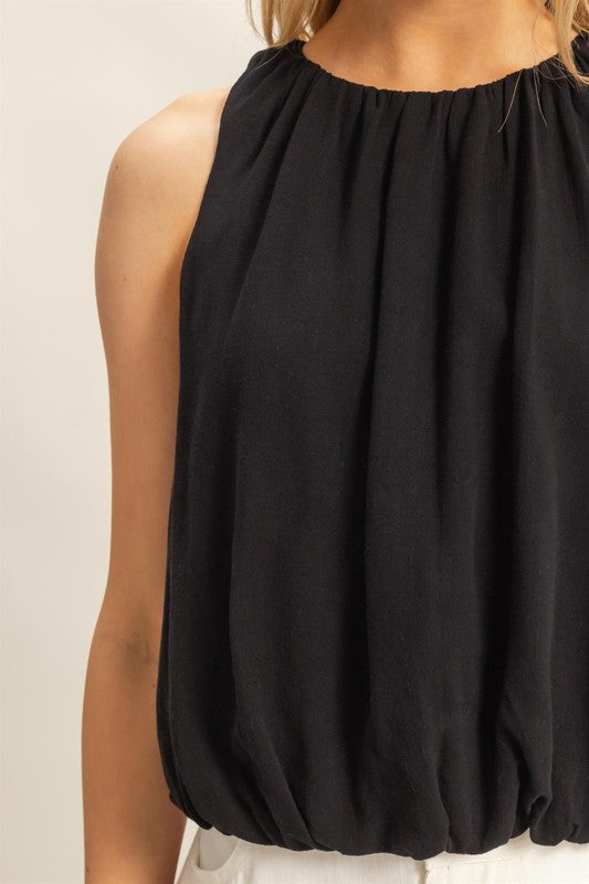 Linen Bubble Hem Top