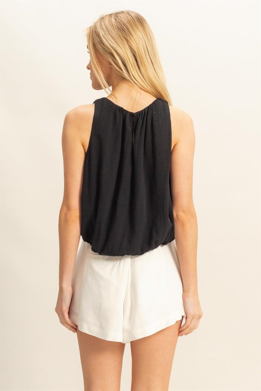 Linen Bubble Hem Top