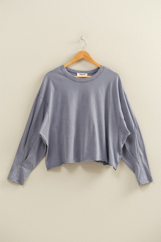 Washed Oversized Long Sleeve Top