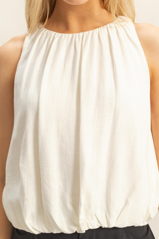 Linen Bubble Hem Top