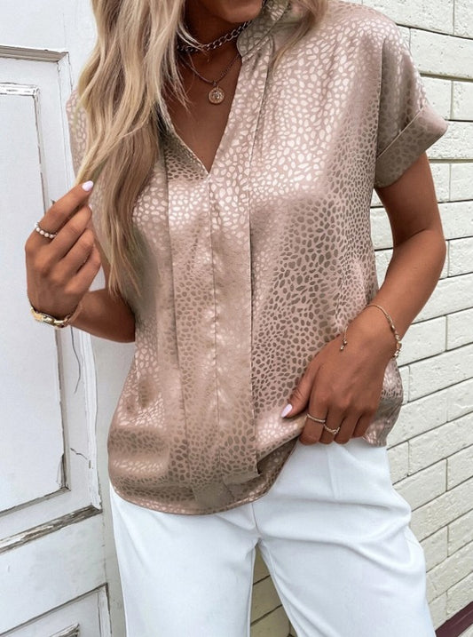 LEOPARD JACQUARD BATWING SLEEVE BLOUSE