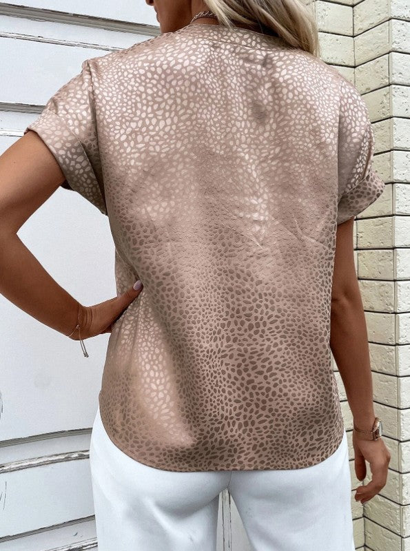 LEOPARD JACQUARD BATWING SLEEVE BLOUSE