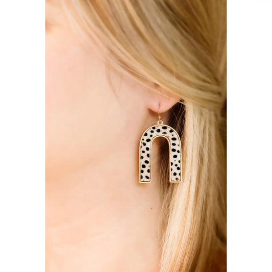 Arch Shape Earrings - White Leopard
