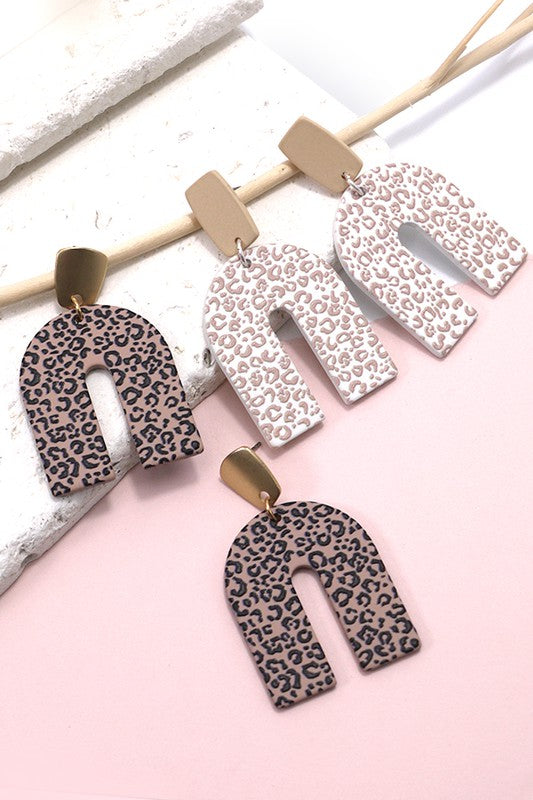 Light Animal Print U Drop Earrings