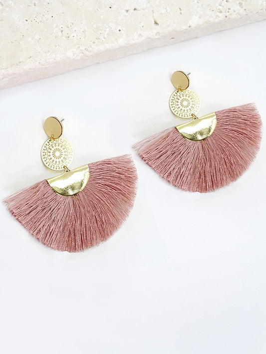 Blush Tassel Fringe Earrings