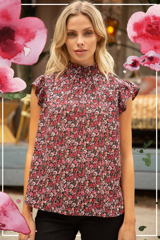 Burgundy Floral Top