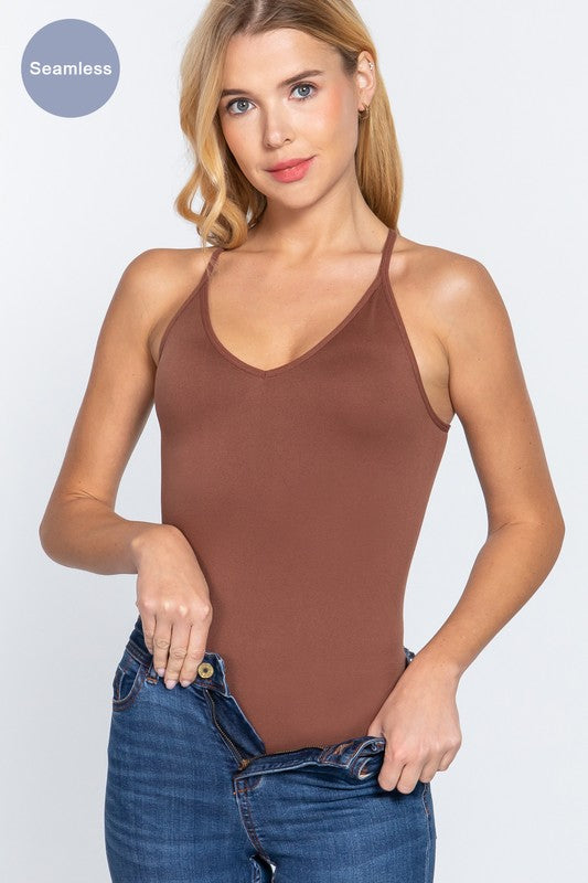 V-NECK SEAMLESS CAMI BODYSUIT