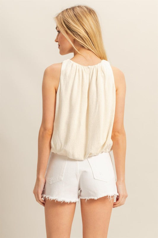 Linen Bubble Hem Top