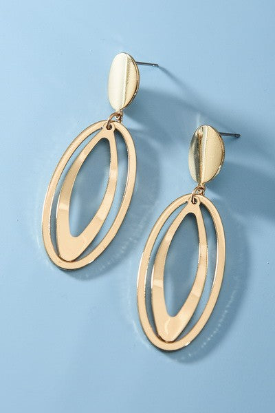 Double Tear Drop Earrings -Gold