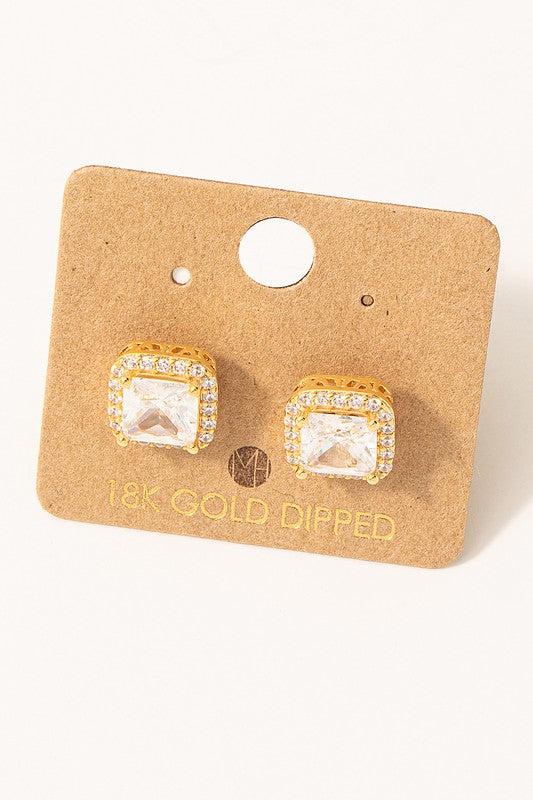 Square Rhinestone Stud Earrings