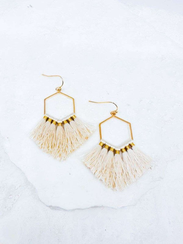 Hexagon Tassel Earrings