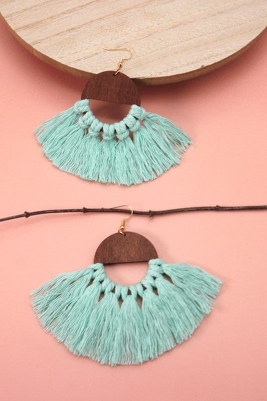 WOOD TASSEL FRINGE EARRING