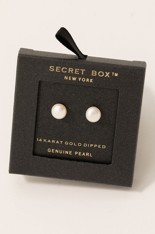 Secret Box Pearl Stud Earrings