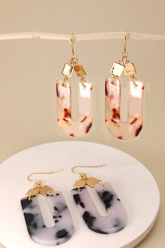 U Drop Square Drop Earring