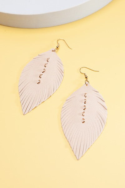 HANDMADE GENUINE LEATHER LEAF EARRINGS