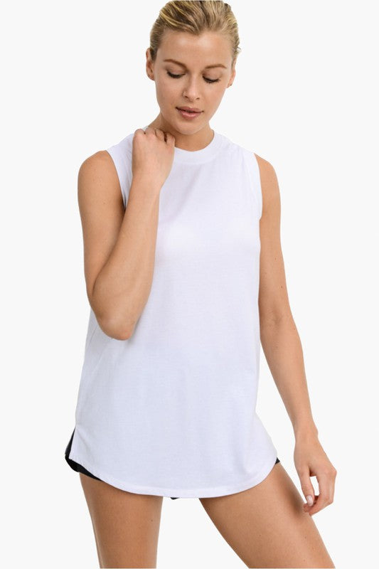 Notched Sleeveless Flowy Tank Top