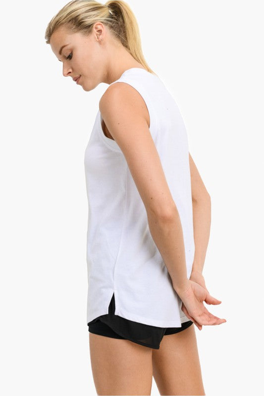 Notched Sleeveless Flowy Tank Top