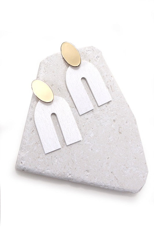 Wood U Drop Earrings